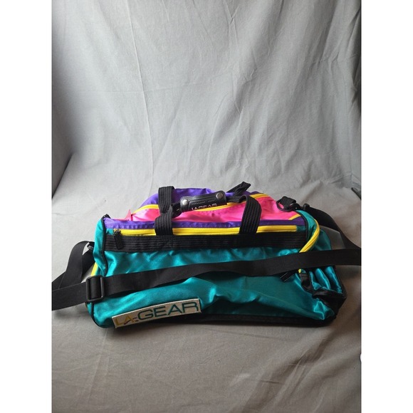 LA Gear Other - Vintage 80s LA Gear Duffle Bag  Neon Color Block Mesh 18"x9"x9"